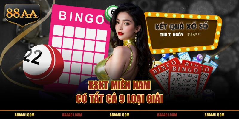 XSKT miền Nam có tất cả 9 loại giải